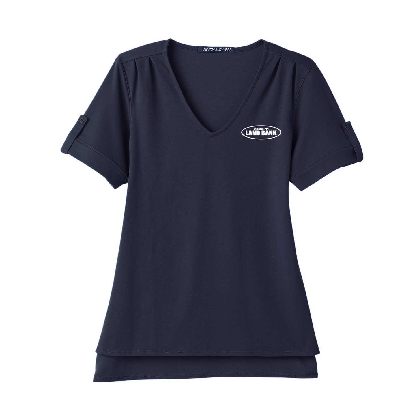 MS Land Bank Women's Devon & Jones Performance Plaited Rolled-Sleeve Top
