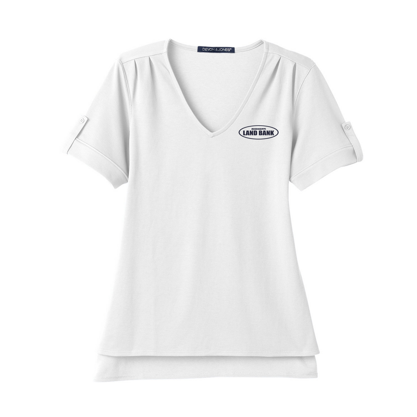MS Land Bank Women's Devon & Jones Performance Plaited Rolled-Sleeve Top