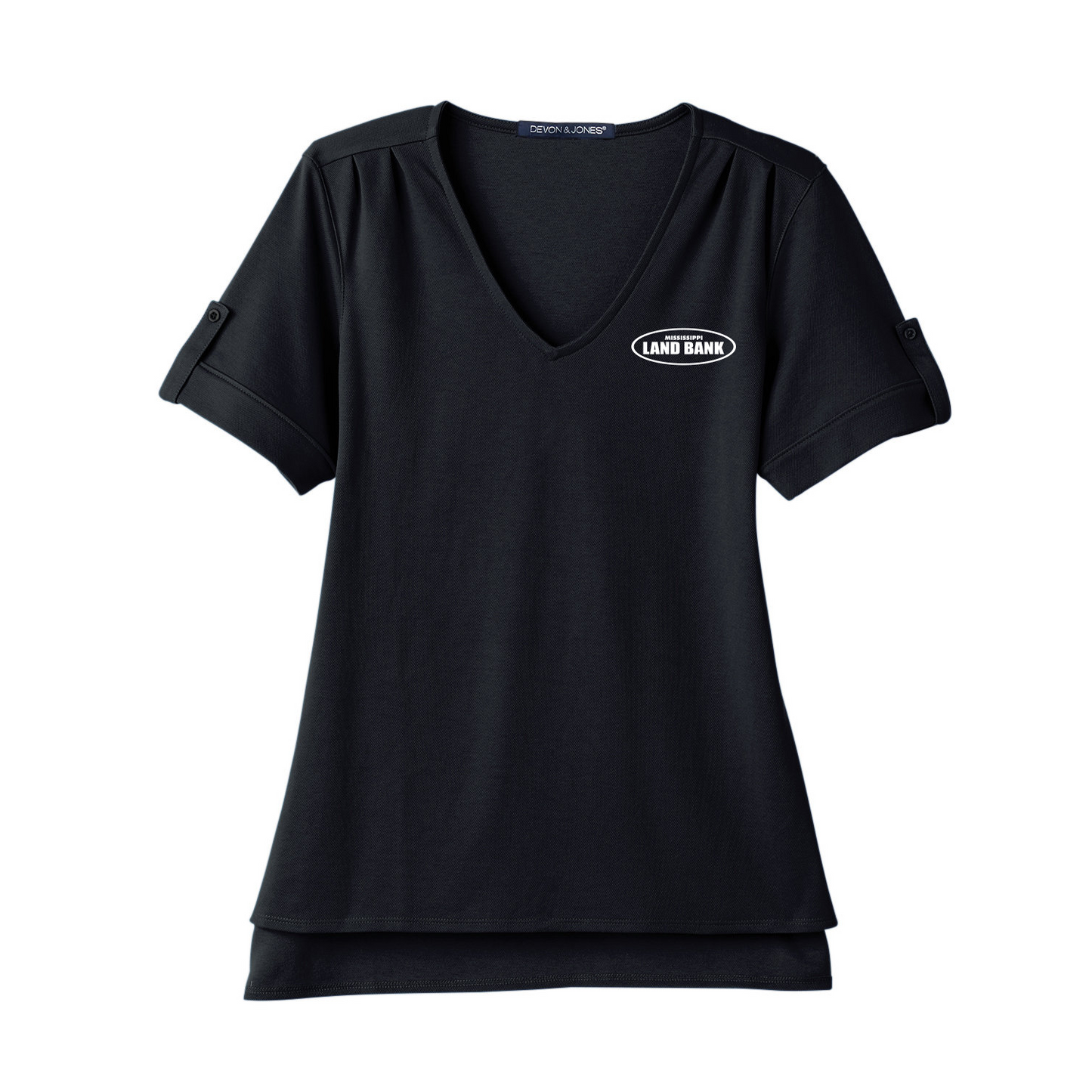 MS Land Bank Women's Devon & Jones Performance Plaited Rolled-Sleeve Top
