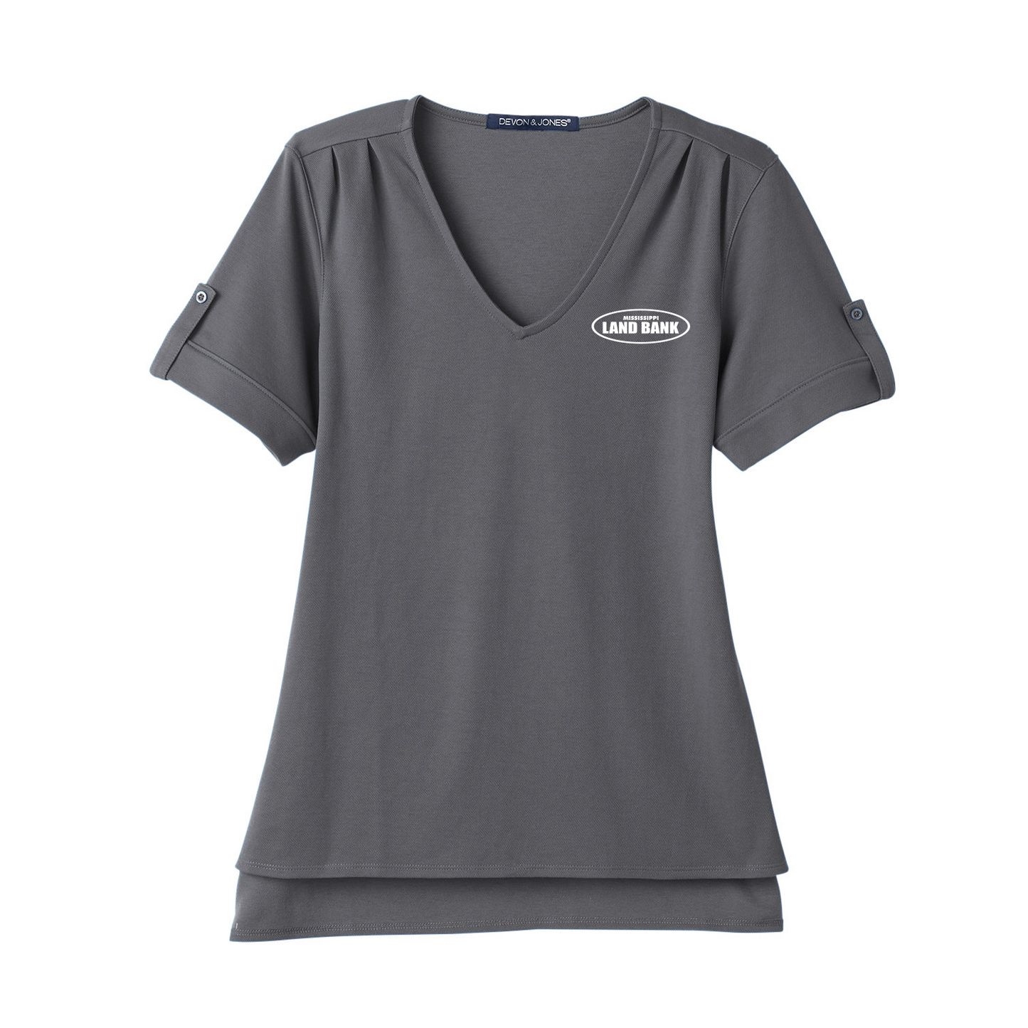 MS Land Bank Women's Devon & Jones Performance Plaited Rolled-Sleeve Top